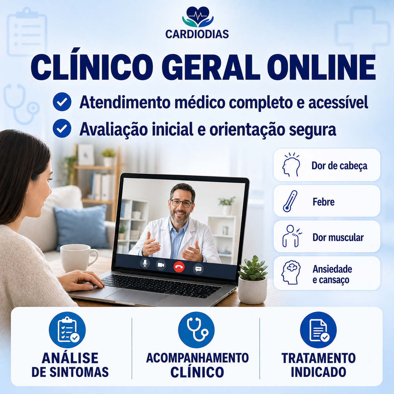 Consulta com Clínico Geral Online pela Cardiodias